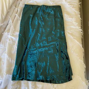 Ann Taylor Green Velvet Midi Skirt